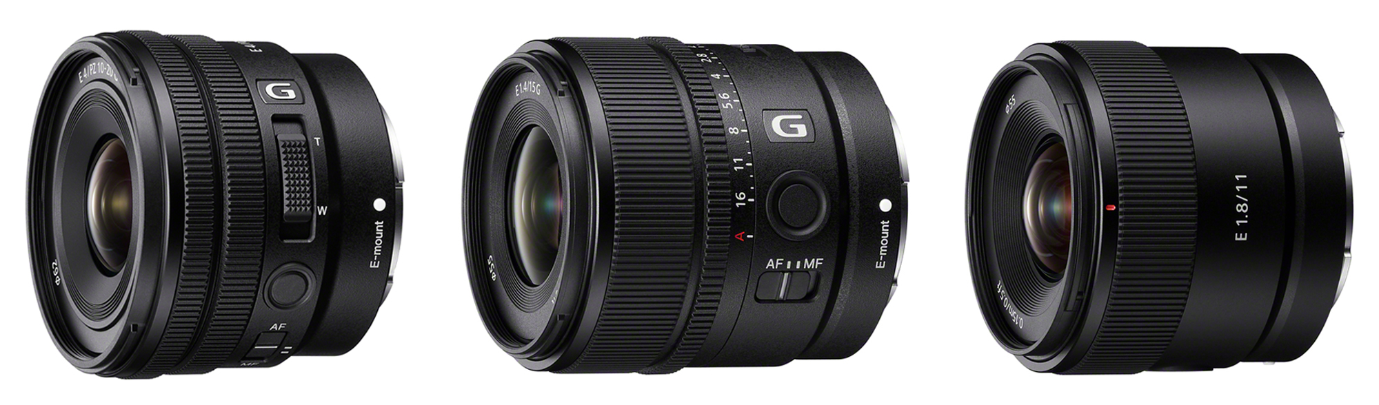 ソニー、APS-C対応の広角レンズ『E PZ 10-20mm F4 G』『E 15mm F1.4 G 