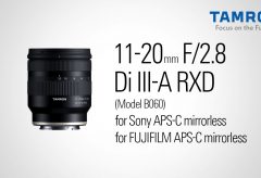 タムロン、APS-Cサイズミラーレス一眼カメラ対応の富士フイルムXマウント用レンズ11-20mm F/2.8 Di III-A RXD (Model B060）を発売